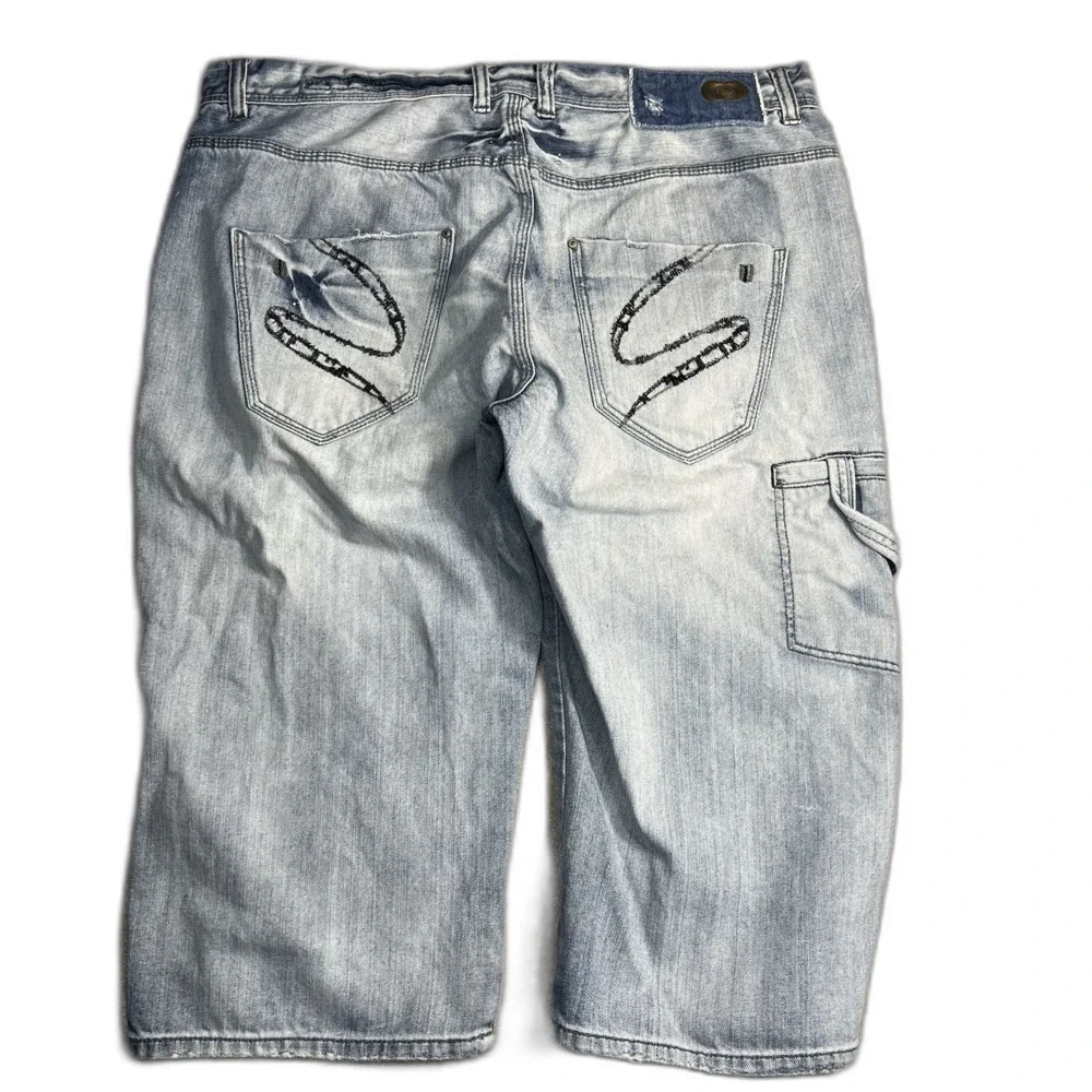 Vintage Sean John Baggy‎ Denim Shorts Mens 42 Blue Jean Logo Hip Hop 30in Y2K